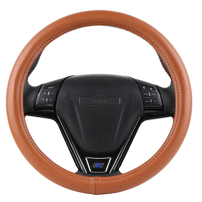 Universal 38cm Car Steering Wheel Cover Genuine Leather Braid For Steering Wheel 15in Cowhide Car Steering Wheel Wrap Soft Cool