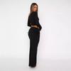 European and American Women's Clothing Cross-Border New Arrival Temperament Pure Color One Shoulder Midriff-Baring Top Slim Skirt Two-piece Set Pack