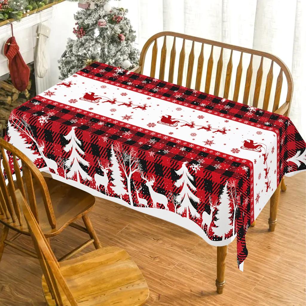 Christmas Disposable Tablecloth Christmas Decorations for Home 2026 Table Cover Navidad Noel New Year Gifts Dining Table Decor