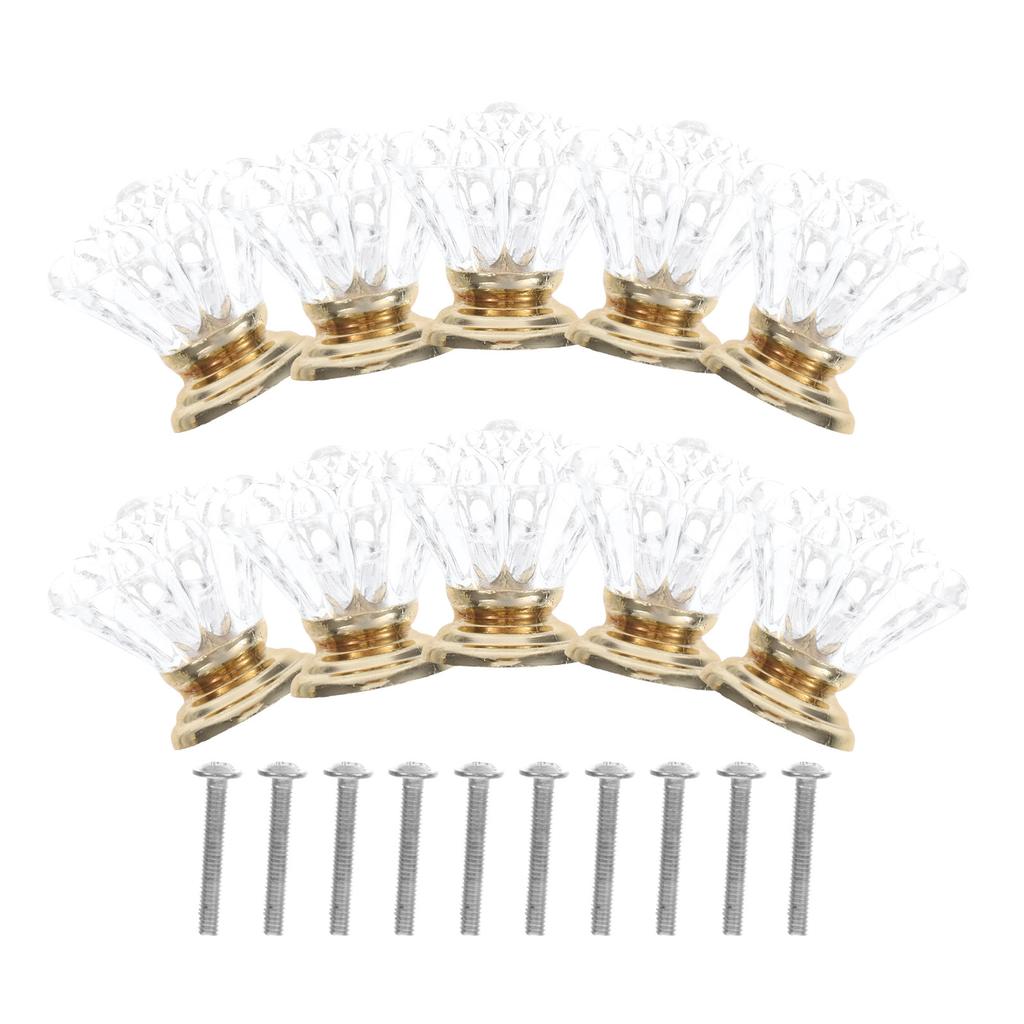 10Pcs Clear Glass Drawer Pulls Crystal Acrylic Knobs for Cabinet Doors Dresser Hardware Single Hole Easy Install Home Renovation
