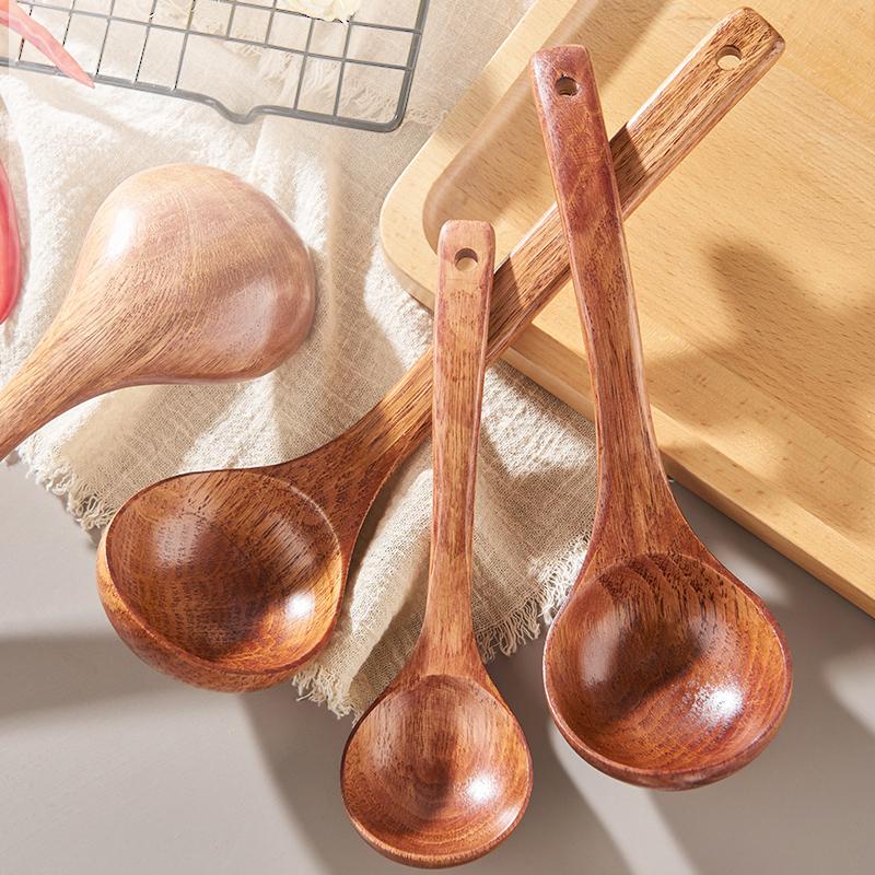 Natural Wood Tableware Spoon Utensils for Nonstick Cookware Handmade Cooking Spoons Dinnerware Sets Tableware Kitchen Tool