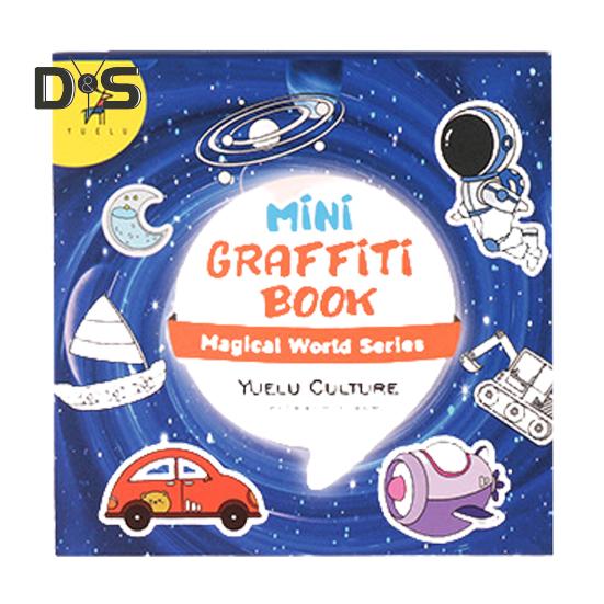

Детская книга для рисования, детская книга с 5 темами, 50 картинками, стимулирующая воображение, портативная мини-книга для граффити с простыми узорами темно-синий