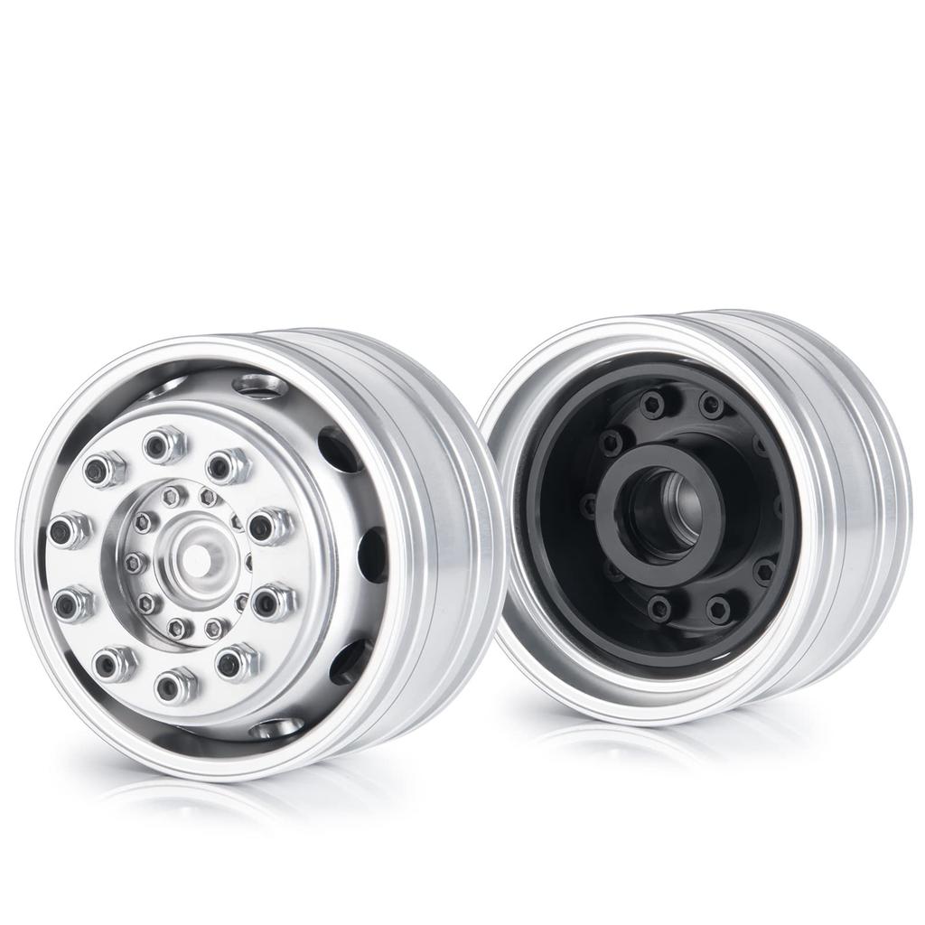 TRZX Aluminum Front Wheel Hub Rim Upgrade Parts for 1/14 Tamiya Trailer Tractor Truck RC Car (2 Pieces)