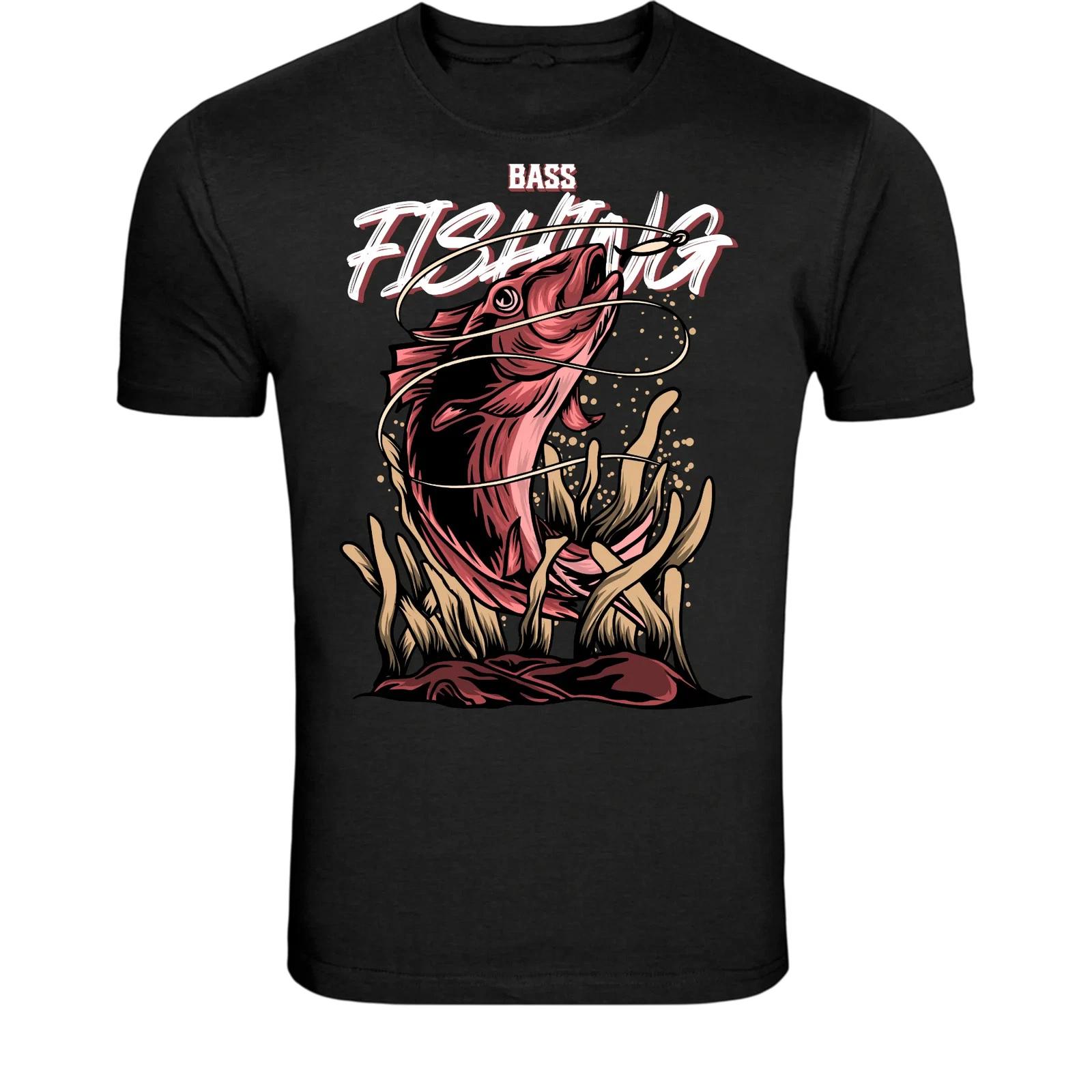 Bass Fishing Catch T-Shirt - Angler Fish Graphic Tee M
