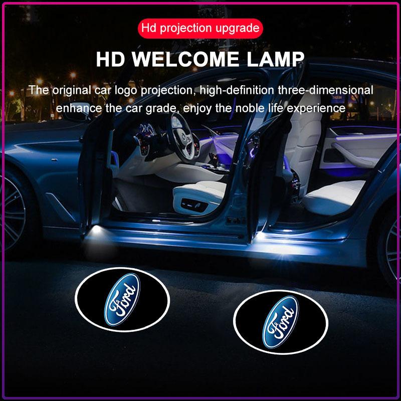 2Pcs/Set Car Door Welcome Lights LED Logo Projector Ghost Shadow Lights For Ford Fiesta Mondeo Focus Fusion Escape Shelby Edge Kuga