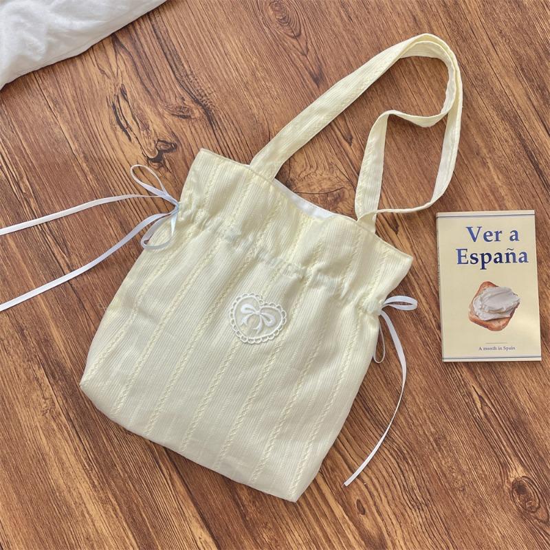 

3 Девушки Сердце Бант Сумка через плечо Сумка-мешок на шнурке Холщовая сумка Свежая Сумочка Женская сумка для покупок жёлтый