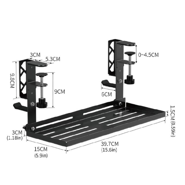 Sturdy Metal And ABS Under Desk Clamp Cable Management Holder With Integrated Power Strips Holder And Device Shelf