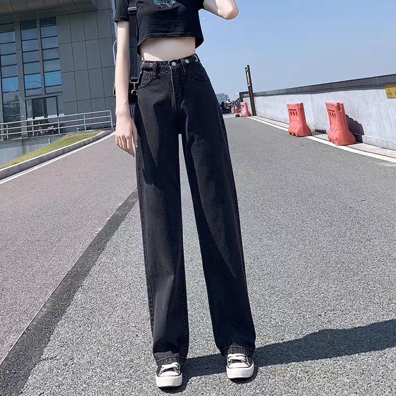 Mom Jeans Straight Pants Washed Loose High Waist Plus Size Women Casual Boyfriends Cowboy Vintage Wide Leg Trousers