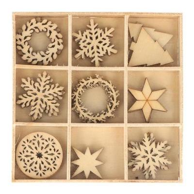 Mini Shapes Set - ARTEMIO - Snowflakes - 27 Pcs - Natural Wood - Interior