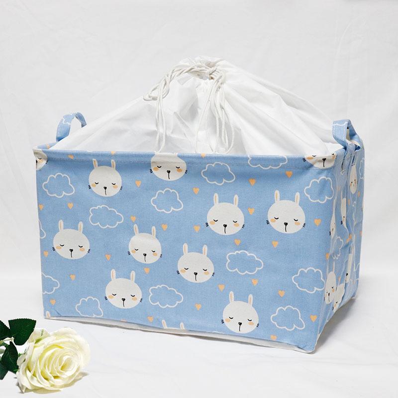 Großer Stoff-Aufbewahrungskorb mit Kordelzug, feuchtigkeitsbeständig, faltbar, Kleider- und Decken-Organizer-Box, Kordelzug, faltbarer Kleiderschrank, Aufräumtasche