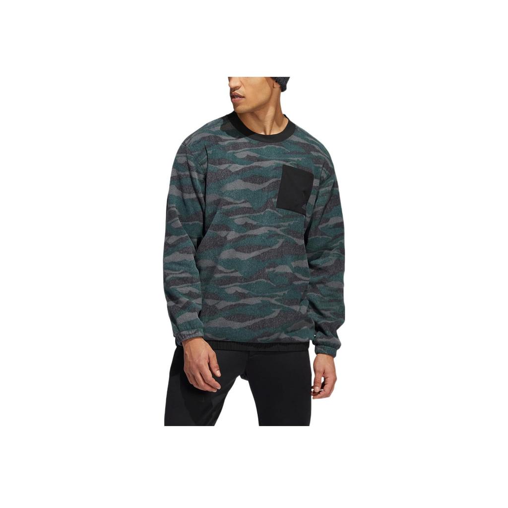 adidas Camo Pattern Logo Print Crewneck Sweatshirt Men Sweatshirt Dark-Green HF6523