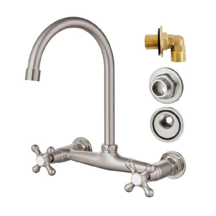 2Pcs Faucet 90 Degree Elbow Joint Cold and Hot Inlet Pipe Joint Brass 1/2inch Male Elbow Backsplash Mount Connector