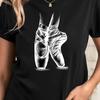 Damen Elegantes Grafisches T-Shirt im Ballett-Thema Lässiges Kurzarm-Rundhals-T-Shirt mit tanzender Figur Design Ballettänzerin T-Shirt