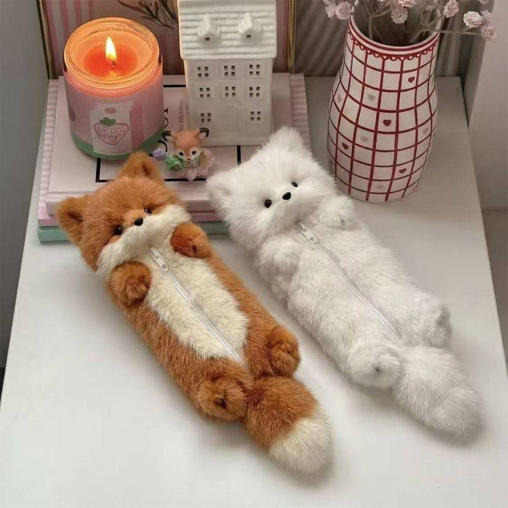 Fuchs-Form Federmäppchen Plüsch Schreibwaren Aufbewahrungstasche Niedliche Stifttasche Schüler