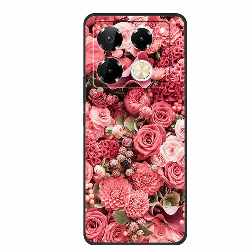 For Infinix Note 40 Pro 5G Case TPU Soft Silicone Cover Phone Cases for Infinix Note 40 40pro 4G Flowers Lovely Coque Fundas