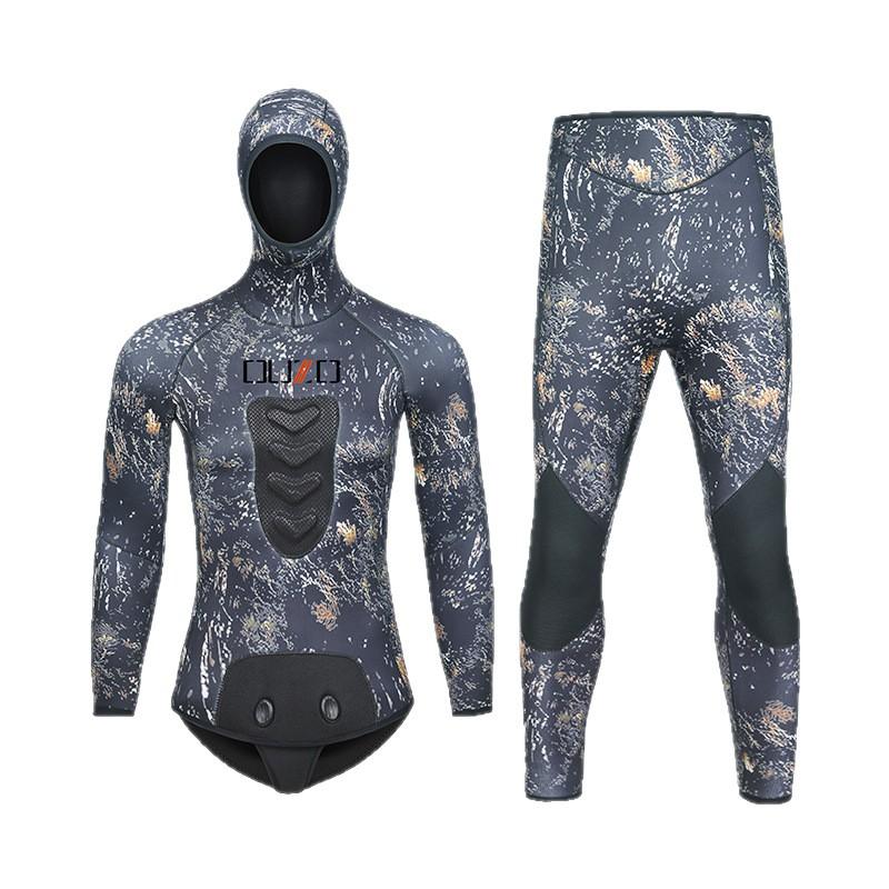 5mm Neoprene Wetsuit Split Camouflage Spearfishing Suit Freediving Snorkeling Men