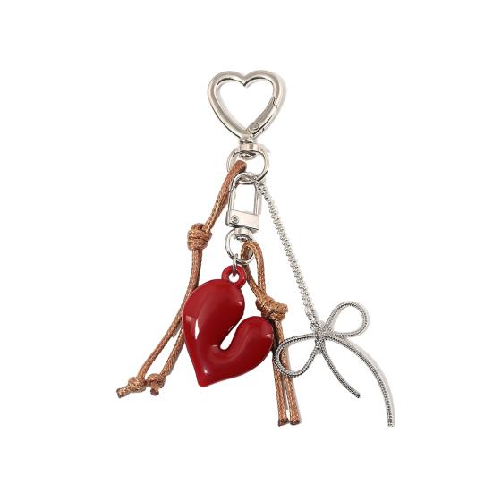 Heart Shape Bow Tie Keychain Pendant Lightweight Bag Charm Suitcase Backpack Wallet Keyring Fashion Accessory