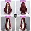 Rose Red Curly Wave Wigs Separate Bangs 26 Inch  Fiber Synthetic Heat-resistant Deep Wave Hair Natural Party or Selfie Korean Fashion