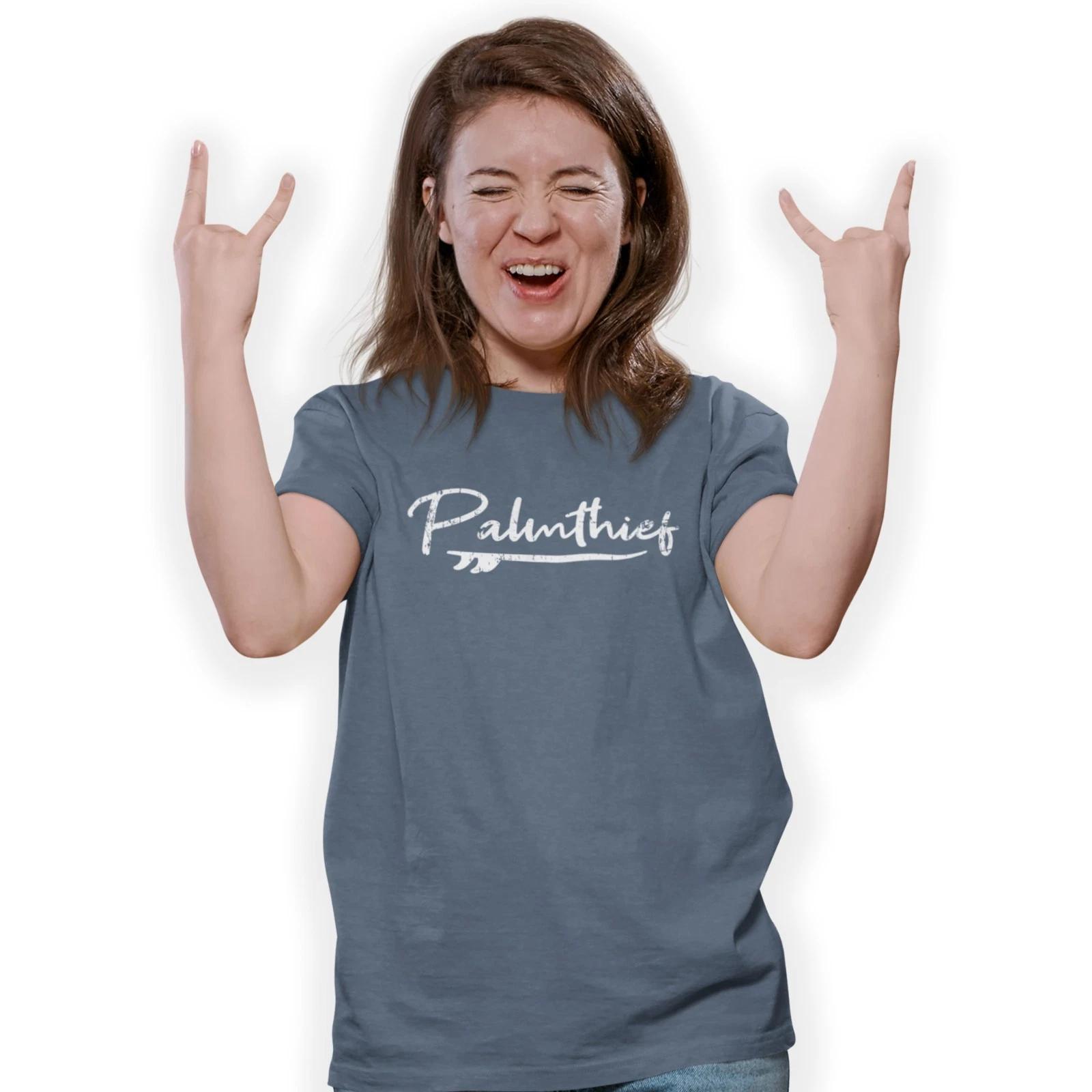 Palmthief Surfboard Logo Vintage Style Hand Printed T-Shirt Birthday Gift S