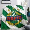 Koc Flanelowy wzór Rapid Wien, Wysoka jakość, Wygodny na każdą porę roku, Wystrój domu, Ciepło i Komfort, Idealny na prezenty.