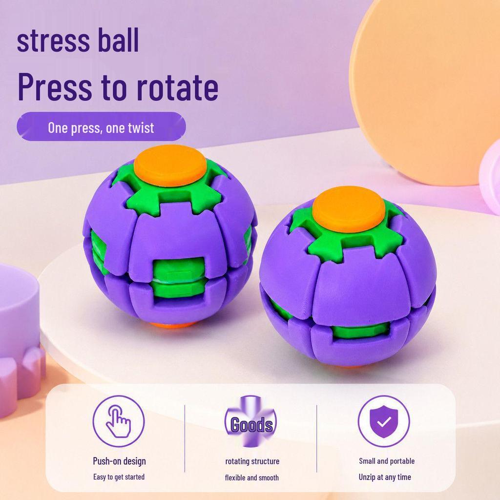 3D Printed Rotating Decompression Ball - Spiral Gyro Fidget Toy