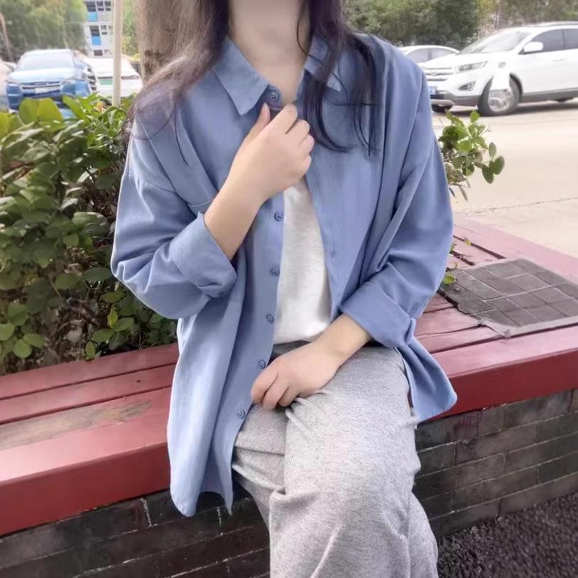 Light Luxury Pure Cotton Long Sleeve Blouse - Slimming, Loose Fit, Versatile Sun Protection Shirt for Spring/Summer