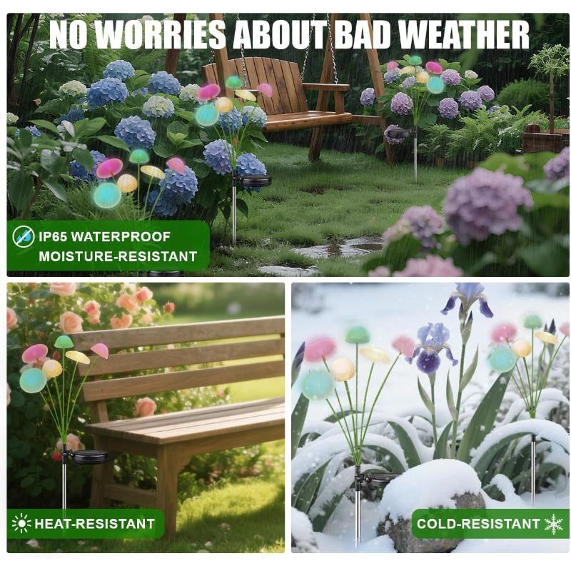 6LED/8LED/10LED Solar Mushroom Lights Outdoor Waterproof Garden Decor, 4-Color Landscape Lighting for Patio Lawn, Starlight Bulbs Ideal Gift
