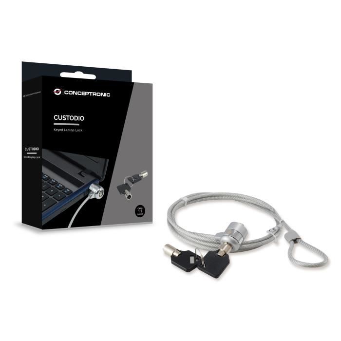 Câble Antivol - CONCEPTRONIC - CNBSLOCK15 - Argent - 1,5 M - Clé