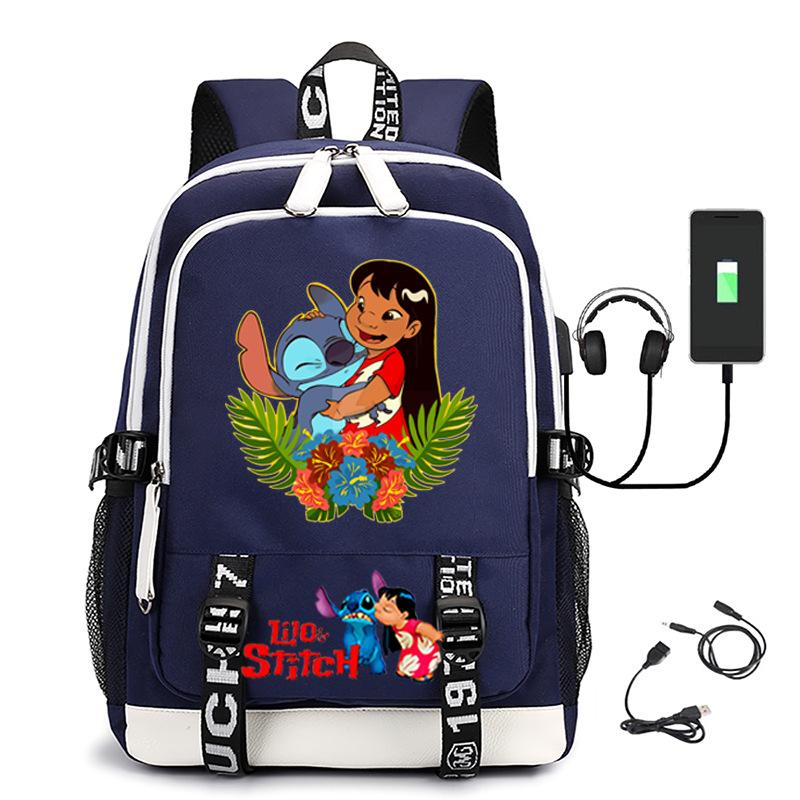 Large Capacity Backpack Printed Student USB School Bag