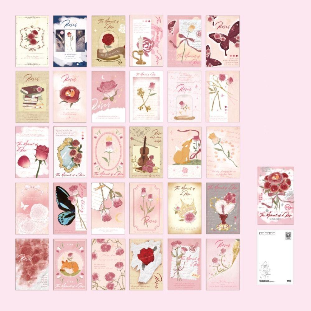 

30 шт. поздравительных открыток с розами, открытки на День святого Валентина, набор романтических открыток с цветами, годовщина 30Pcs