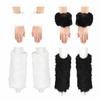 Fellimitat Manschetten Pelzige Handgelenkbänder Beinstulpen Handgelenkstulpen Wärmer Stiefelstulpen für Damen Party Cosplay Kostüme Zubehör