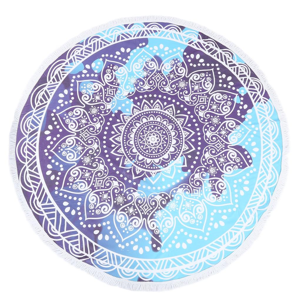 Round Beach Towel Blanket Circular Beach Tassels Blanket Oversized Picnic Mat for Kids