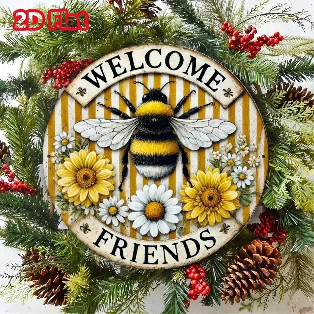 Vintage Bee Metal Tin Sign for Home Bar Cafe Halloween Wall Decor