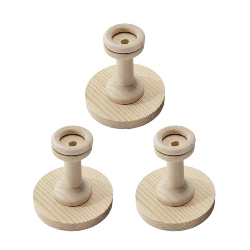 3Pcs Wood Baseball Holder Display Stand Golf Tennis Ball Support Bracket Tabletop Wood Rack for Spheres/ Golf/ Softball 1