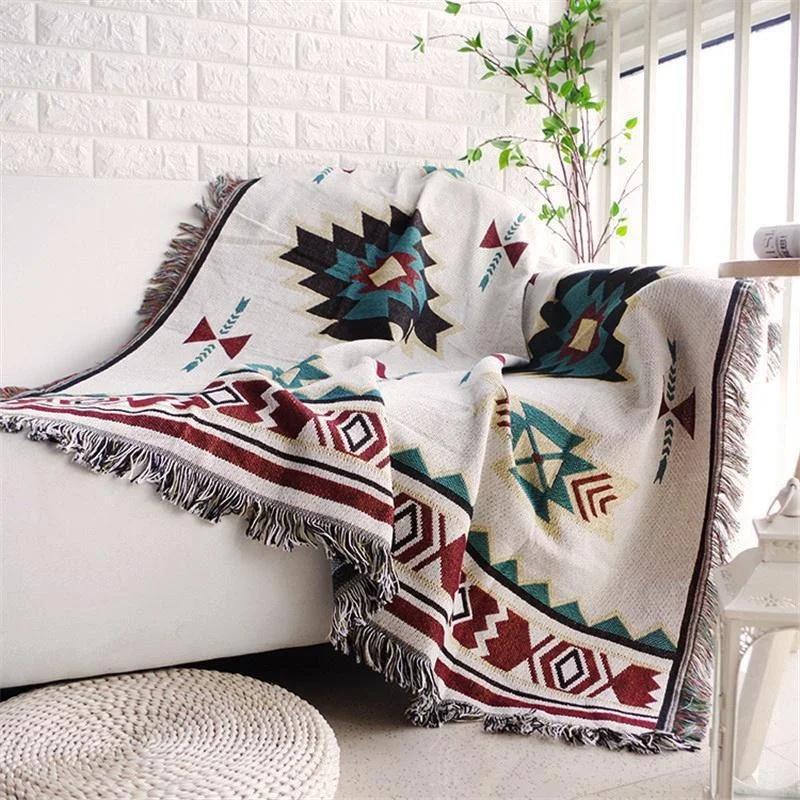 

Пляжный пикник на открытом воздухе кемпинг одеяло с кисточками этнические богемные полосатые клетчатые одеяла для кроватей диванные коврики дорожный коврик Рождество 90x90CM(small)