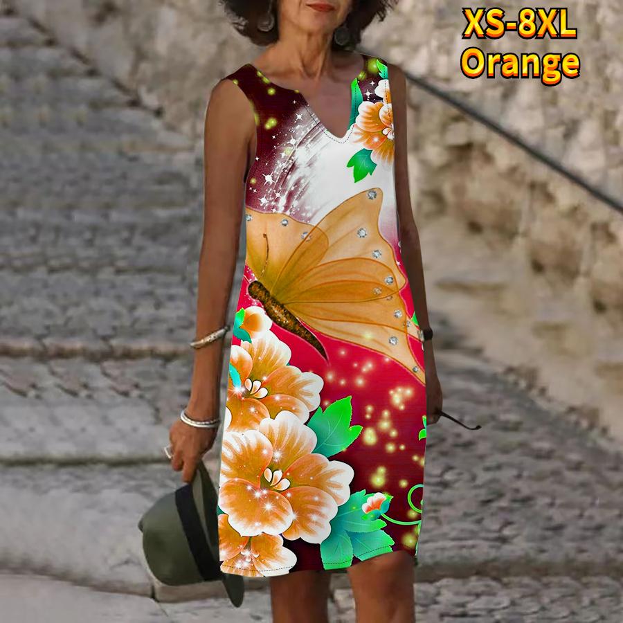 Женское летнее ярко-красное платье с v-образным вырезом и цветочным принтом Феникса — фото 7