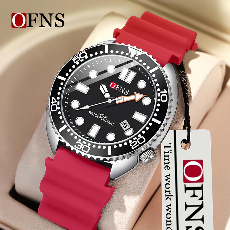 Oufannishi Waterproof Quartz Men's Watch with Luminous Dial, Rotating Bezel, and Calendar