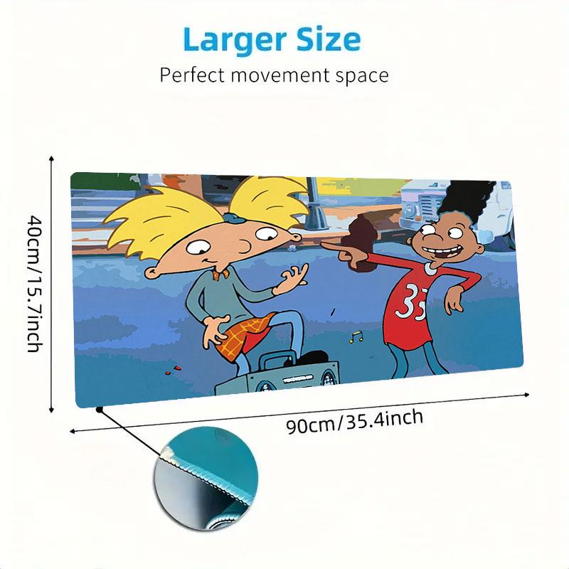 Hey Arnold! Mouse Pad, Large Gaming Desk Mat, Non-slip XXL Mousepad for Laptop & Tablet, Mini PC Playmat with Stitched Edges
