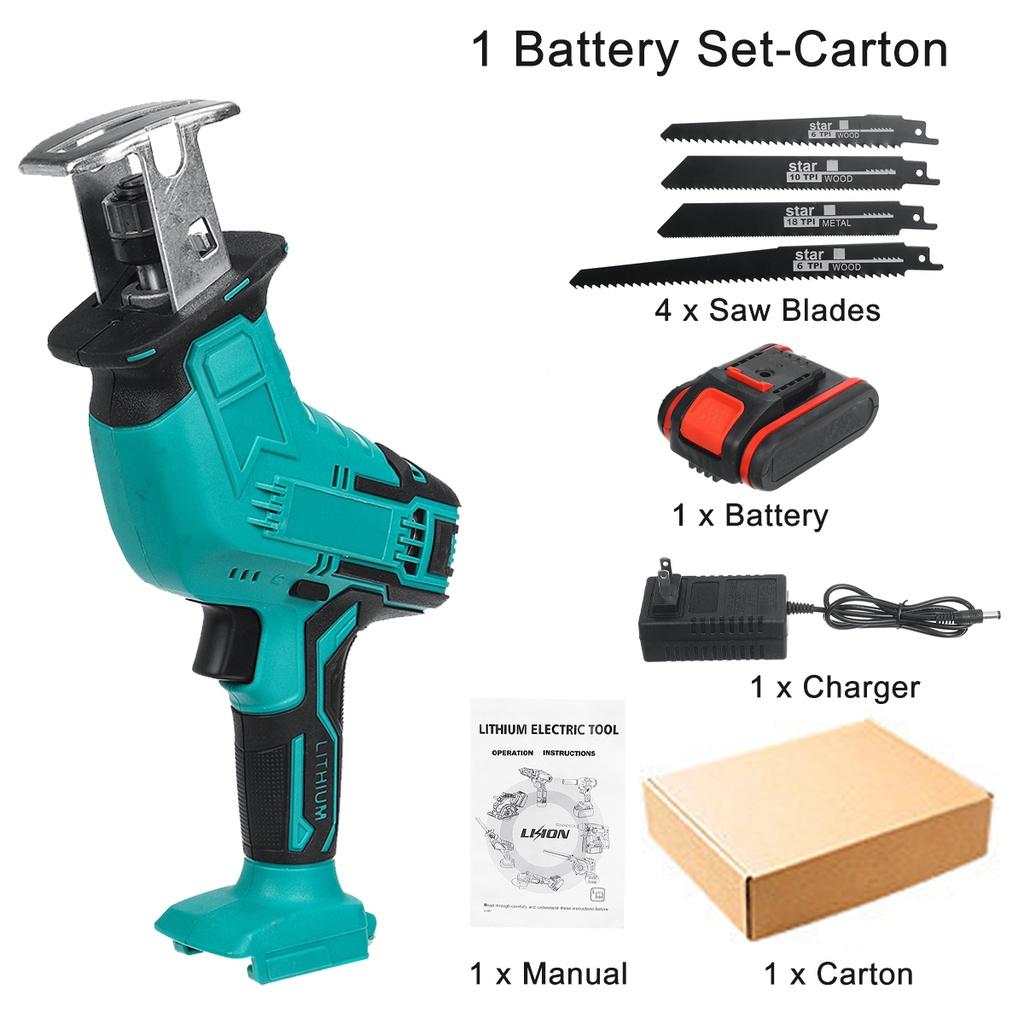 18V Cordless Electric Reciprocating Saw Portable Metal Wood Cutting Machine Tool Variable Speed For 1/2 Battery 288VF