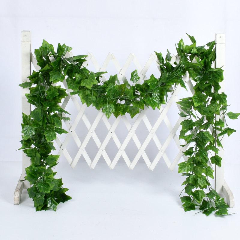 Artificial Rattan Vine Ceiling Decor with Green Radish and Begonia Leaves
