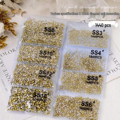 Ciel étoilé: 1440 Strass Diamant Blanc pour Nail Art, Fond Pointu, Verre Tchèque Super Flash