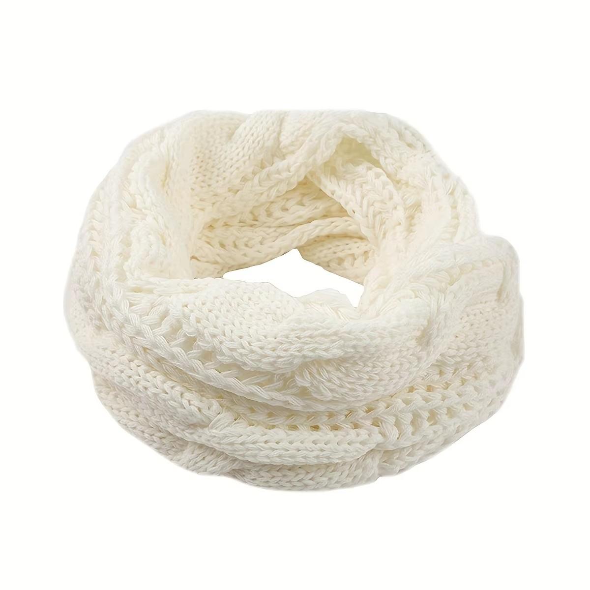 Herbst und Winter Verdickung Einfarbige Plüsch Strickwaren Krapfen Schal Outdoor Wärme Kabelloser Ring Schal white