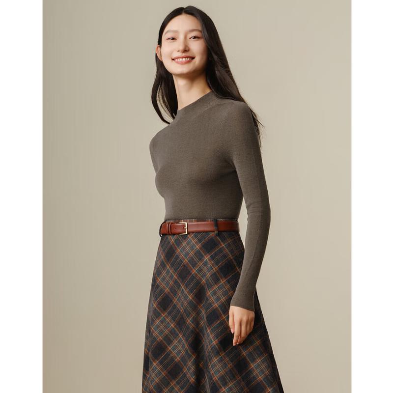 JUZI ANNACAU Women's Machine Washable Wool Knit Base Layer Sweater