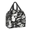 Pattern Insulated Lunch Bag for School Office Halloween Cat Skull Leakproof Cooler Thermal Bento Box Women Children