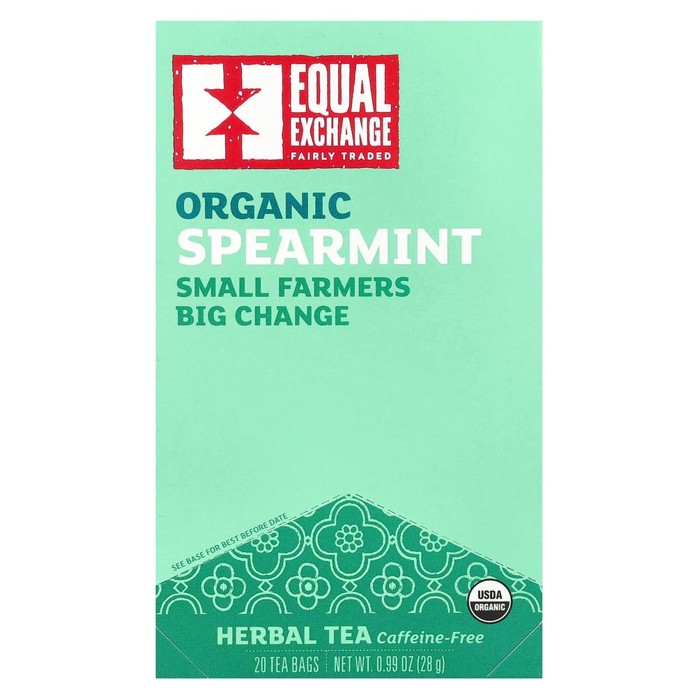 Equal Exchange Spearmint Herbal Tea, Caffeine-Free, 20 Tea Bags, 28g (0.99oz)