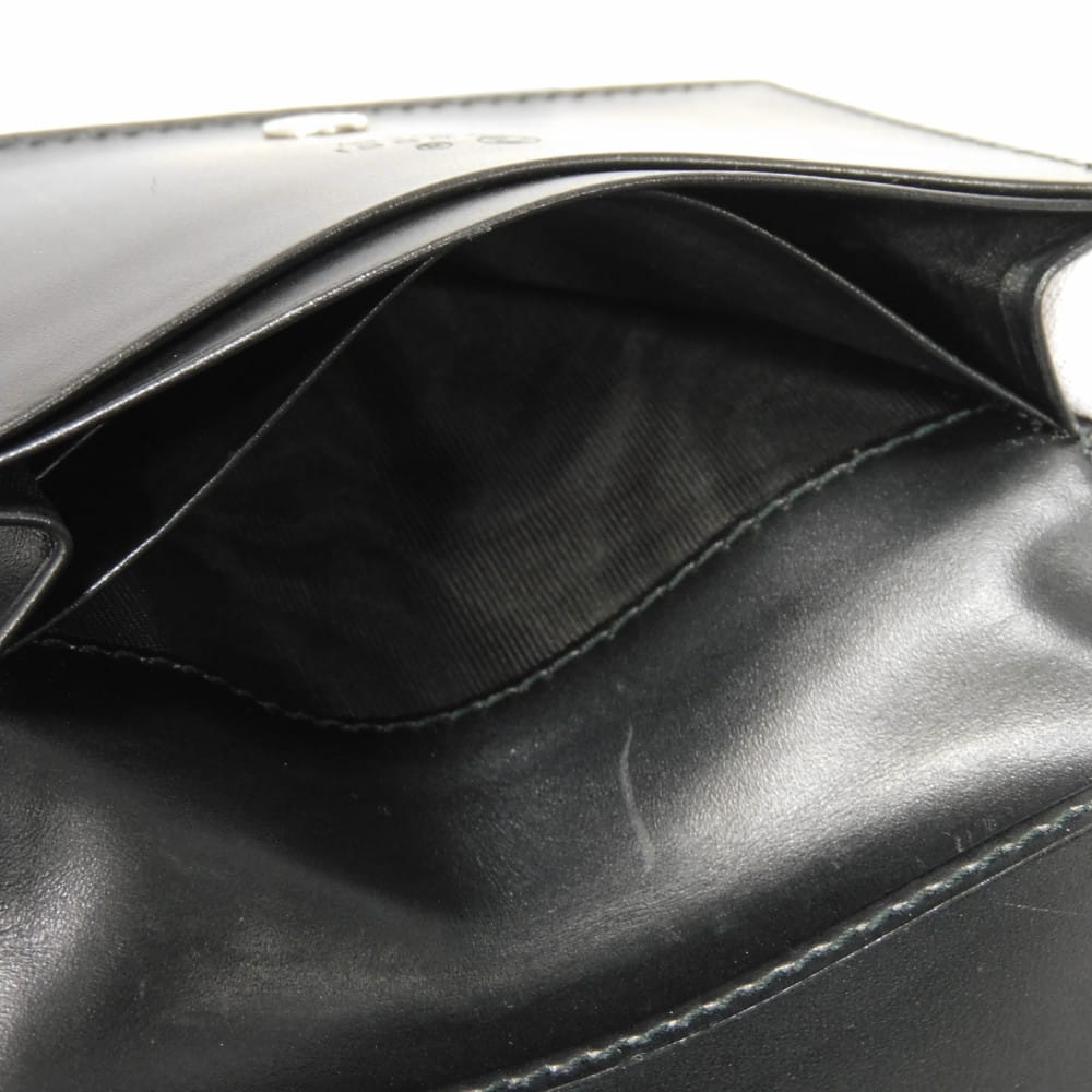 Used 9539 Guccissima Card Holder 779844 CWC1N 4009 7946 Bifold Flap Gusset Compartment with GG Embossing Black Men's