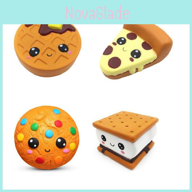 Adorable Squishy Ice Cream Cone Pu Filled Cookie And Waffle Pizza Simulation Toy
