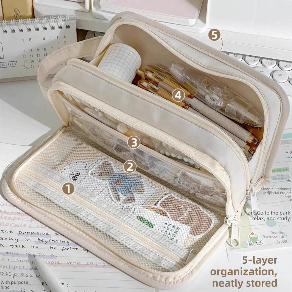 Double Layered Pencil Case Five Layers Pen Case Pain Pack Stationery Organizer Teen Girl
