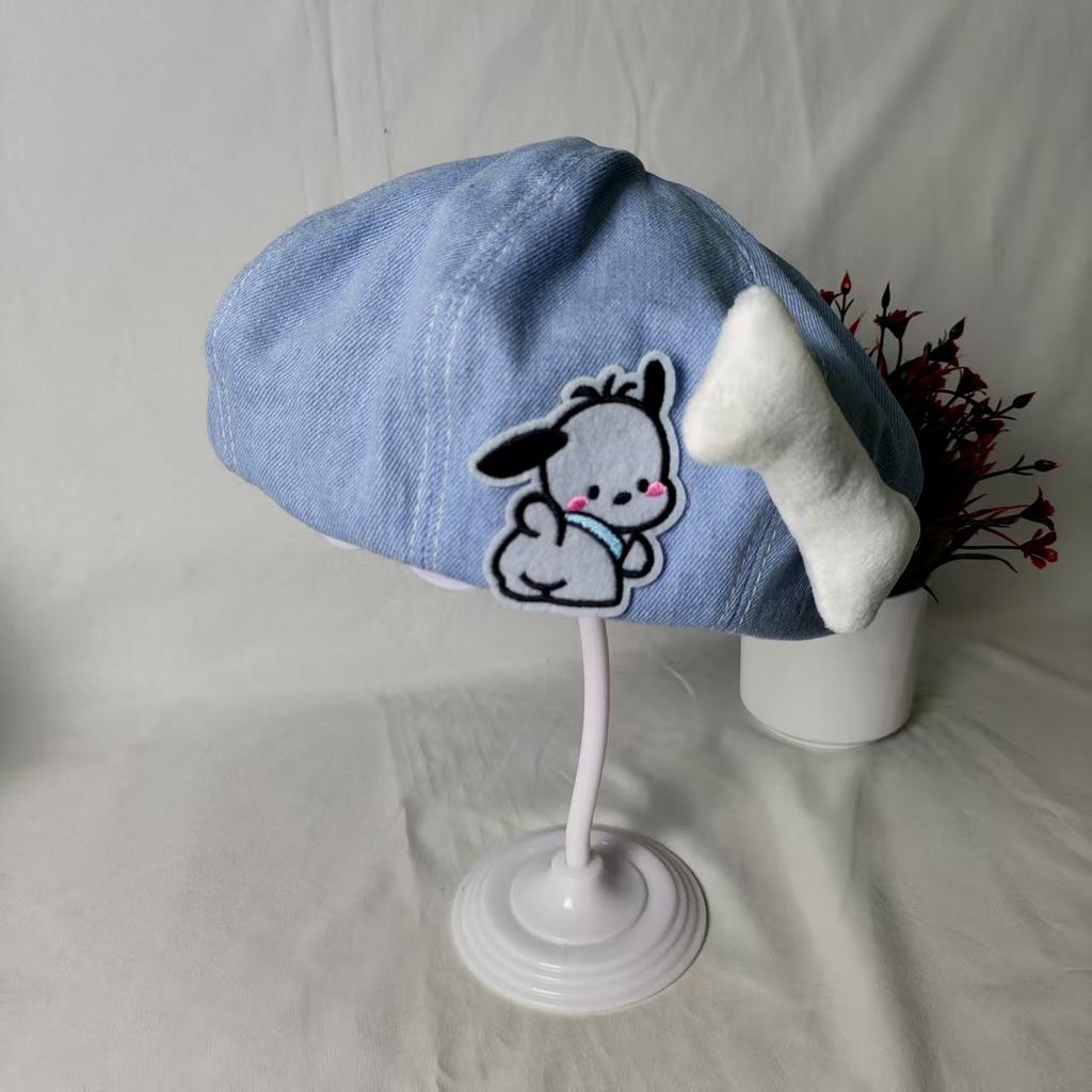 Hat female new denim beret summer versatile fashion puppy painter cloud hat showing face small spring and autumn