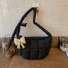 Korean Style Puffer Cloud Shoulder Bag Bow Pendant Dumpling Bag Casual Nylon Quilted Handbag  Daily